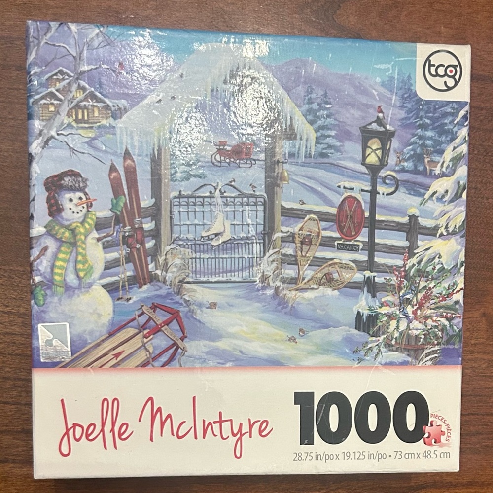 New  Sure-Lox Joelle McIntyre 1000 Piece Puzzle Christmas Winter Garden Gat